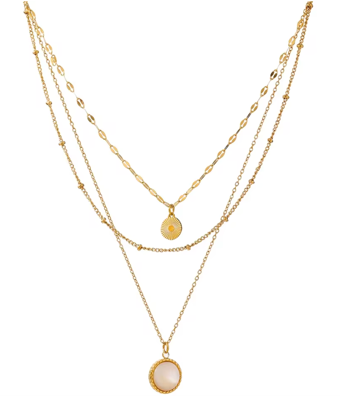 Bohemian Round Pendant Stainless Steel Necklace