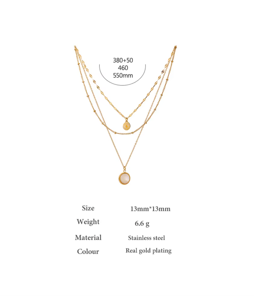 Bohemian Round Pendant Stainless Steel Necklace