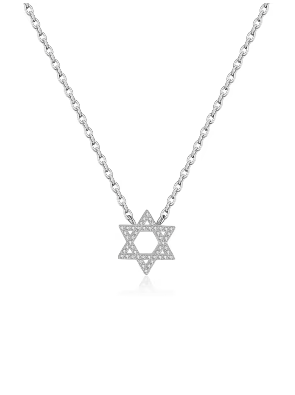 925 Sterling Silver Star of David Zircon Pendant Necklace