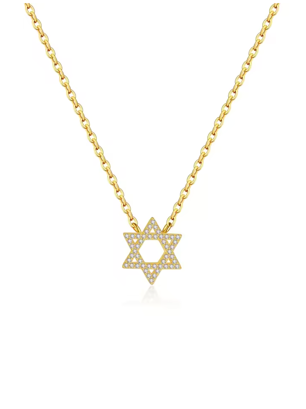 925 Sterling Silver Star of David Zircon Pendant Necklace