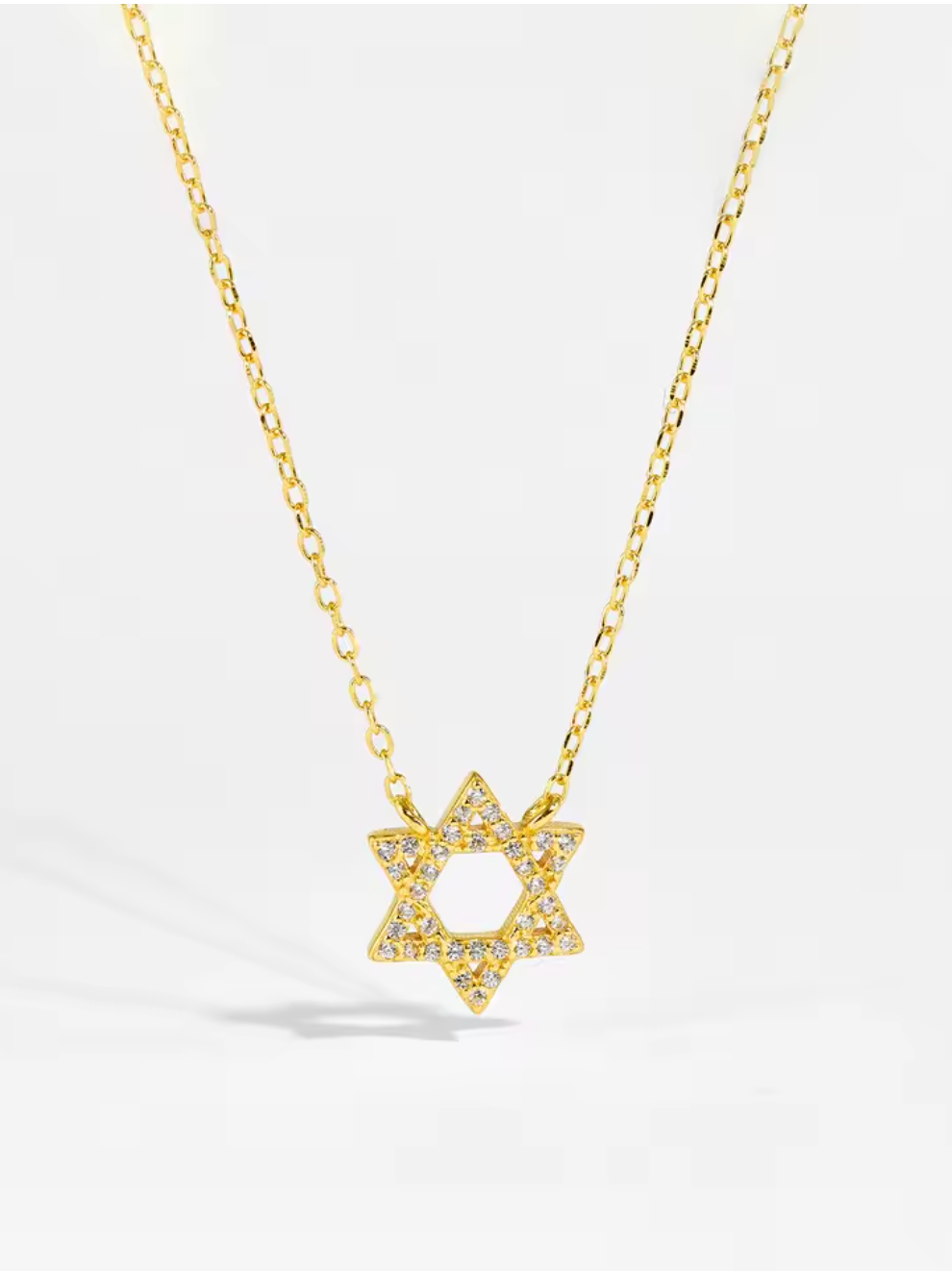 925 Sterling Silver Star of David Zircon Pendant Necklace
