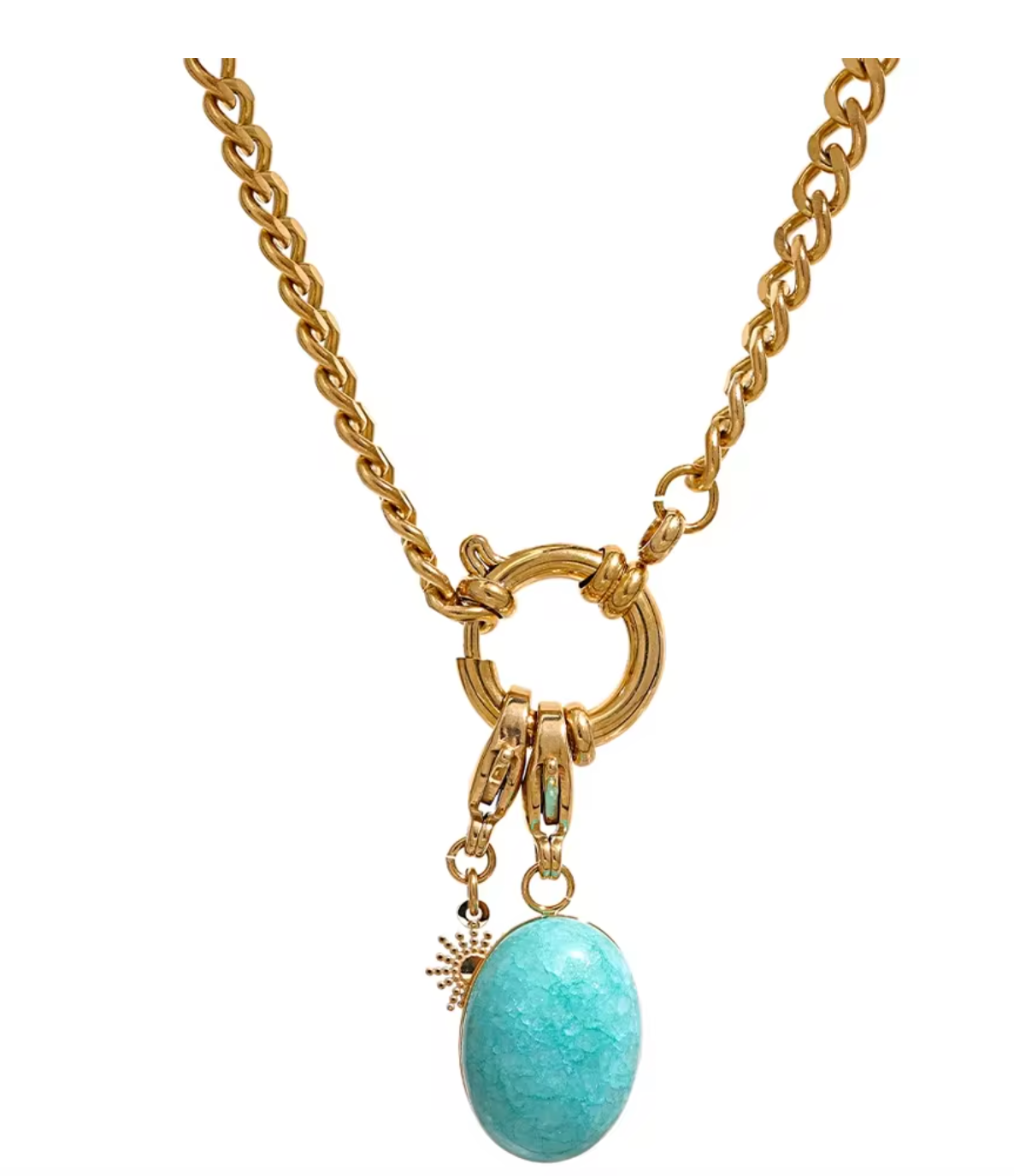 Stainless Steel Blue Natural Stone Star Chain Necklace