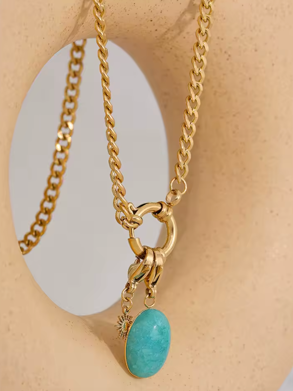 Stainless Steel Blue Natural Stone Star Chain Necklace