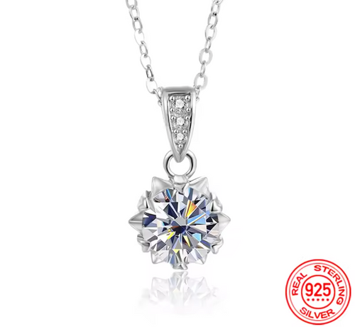 18K White Gold Moissanite Pendant Necklace
