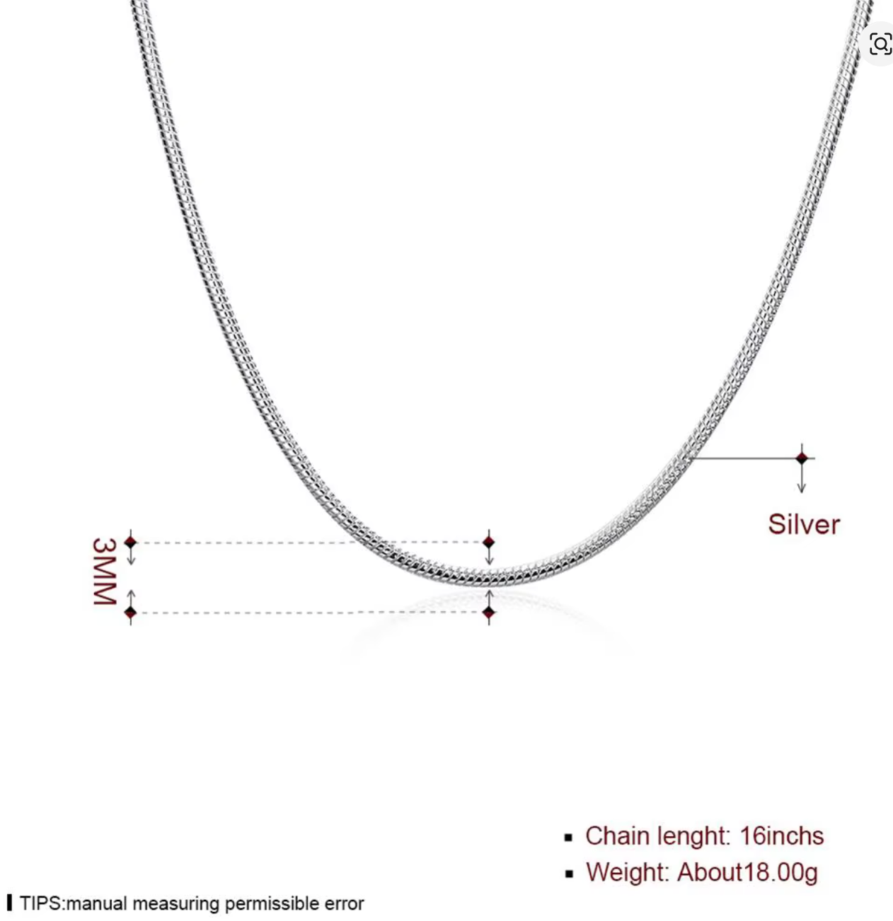 3MM Snake Chain Necklace