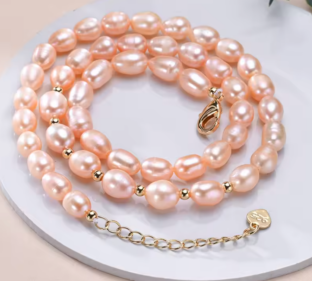 Natural Freshwater Pearl Multicolored Rice Shape Necklace