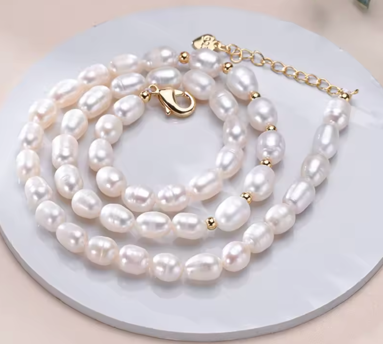 Natural Freshwater Pearl Multicolored Rice Shape Necklace